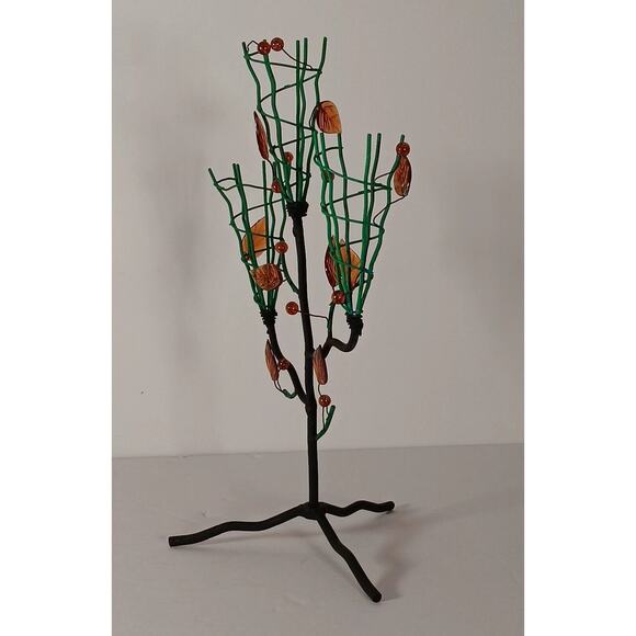 Votive Cone Cup Tree Stand Metal Branches Black Brutalist Tealight Candle Holder - Picture 5 of 12